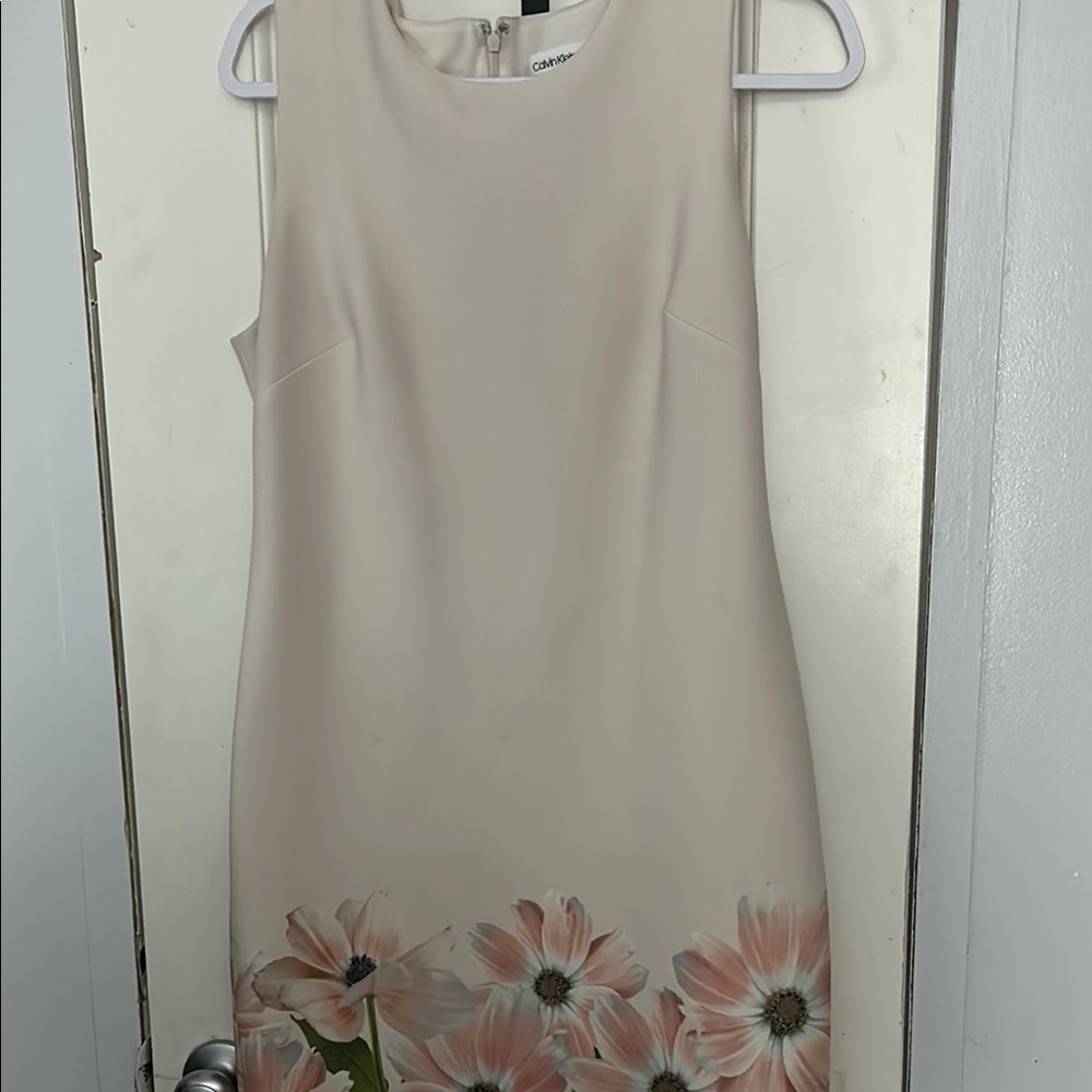 Calvin Klein Cream Sheath Midi Dress